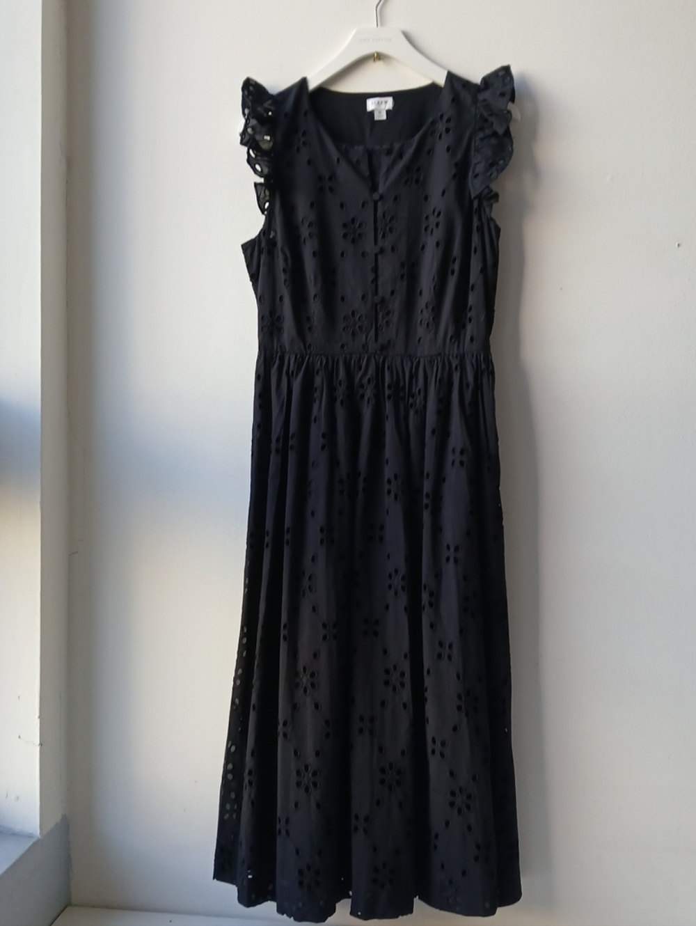 J. Crew Factory Eyelet Midi Dress Black Women's 6